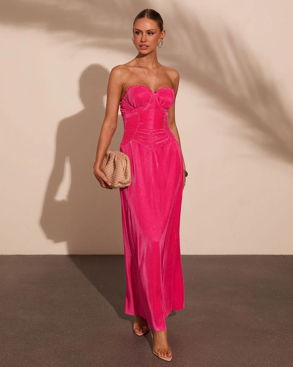 Moonlit Riviera Pleated Satin Corset Maxi Dress - Image 5