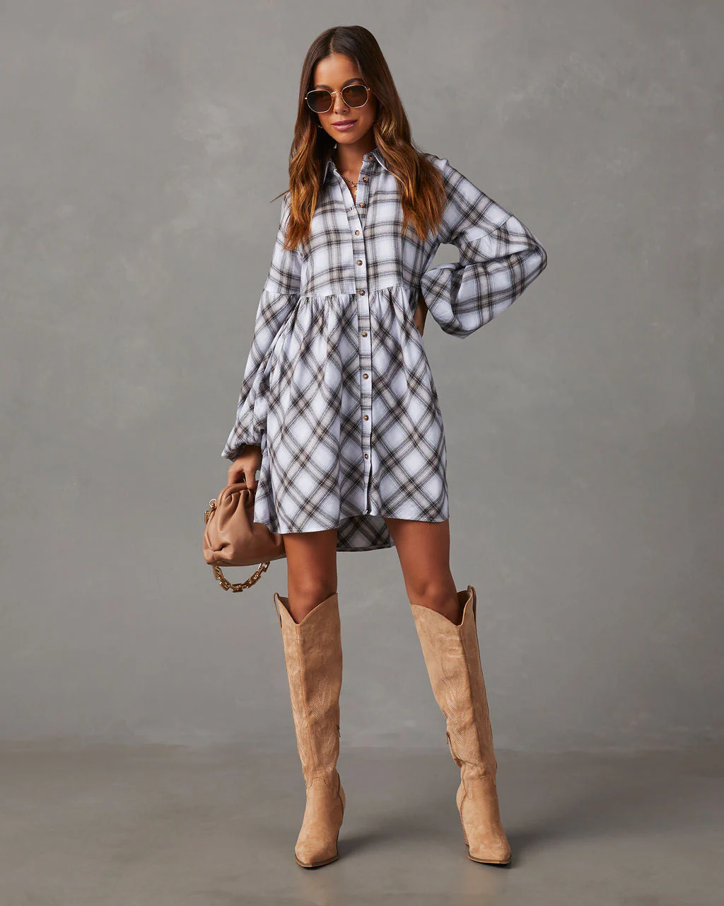 Oakleigh Plaid Button Front Mini Dress - Image 4