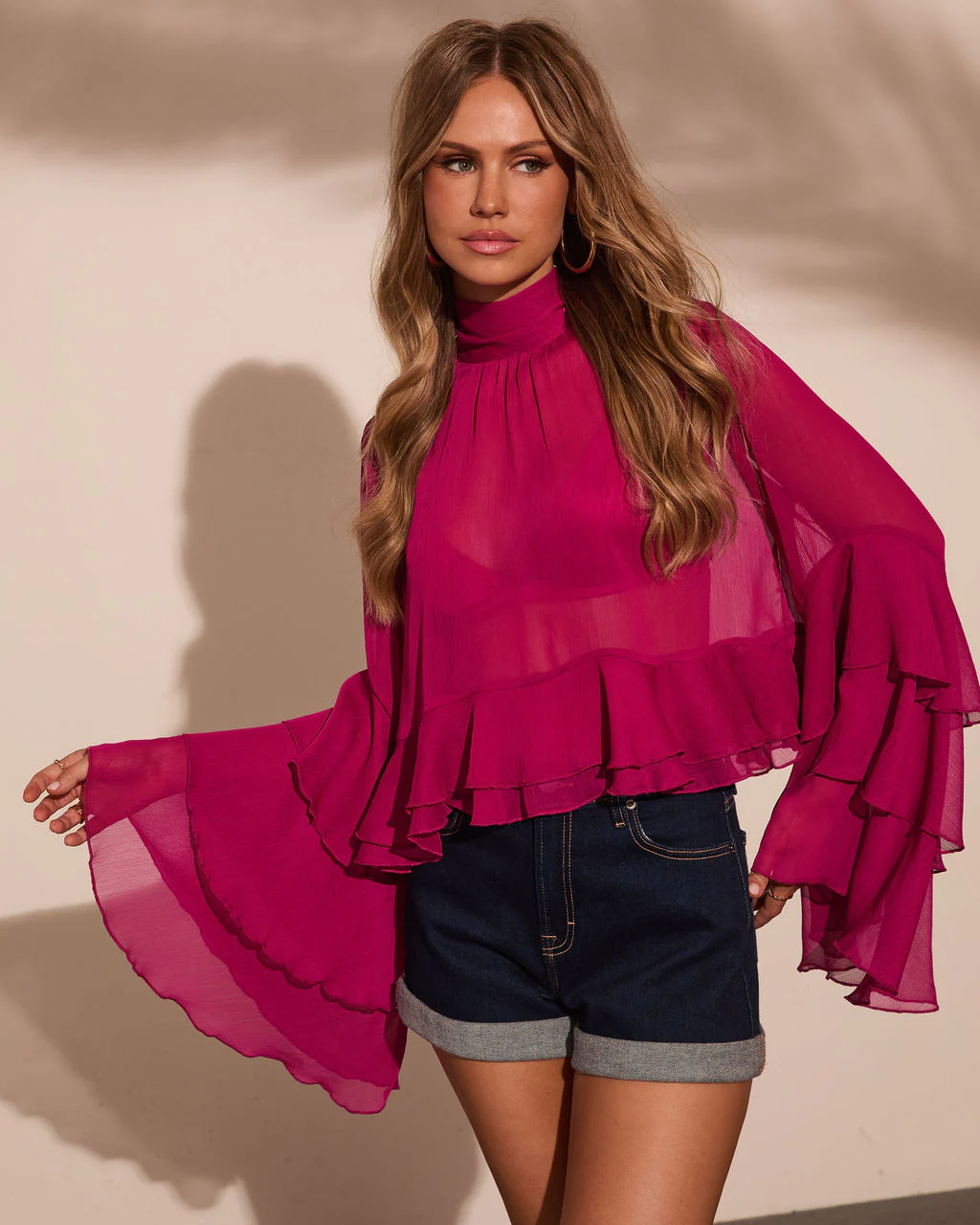 Ocean Avenue Tiered Ruffle Mock Neck Top - Image 11