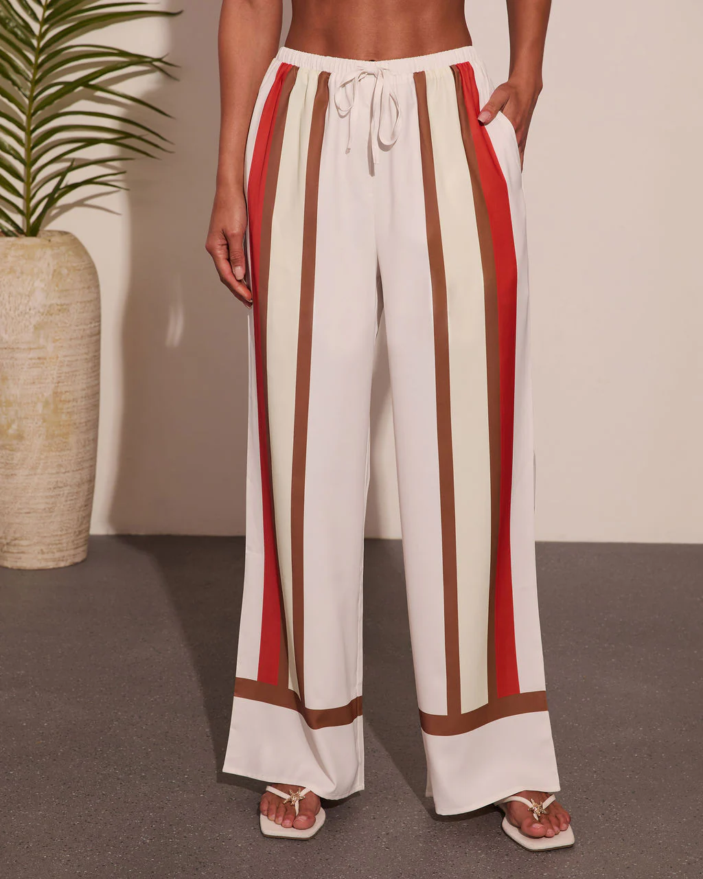 Oliviah Striped Wide Leg Drawstring Pants - Image 2