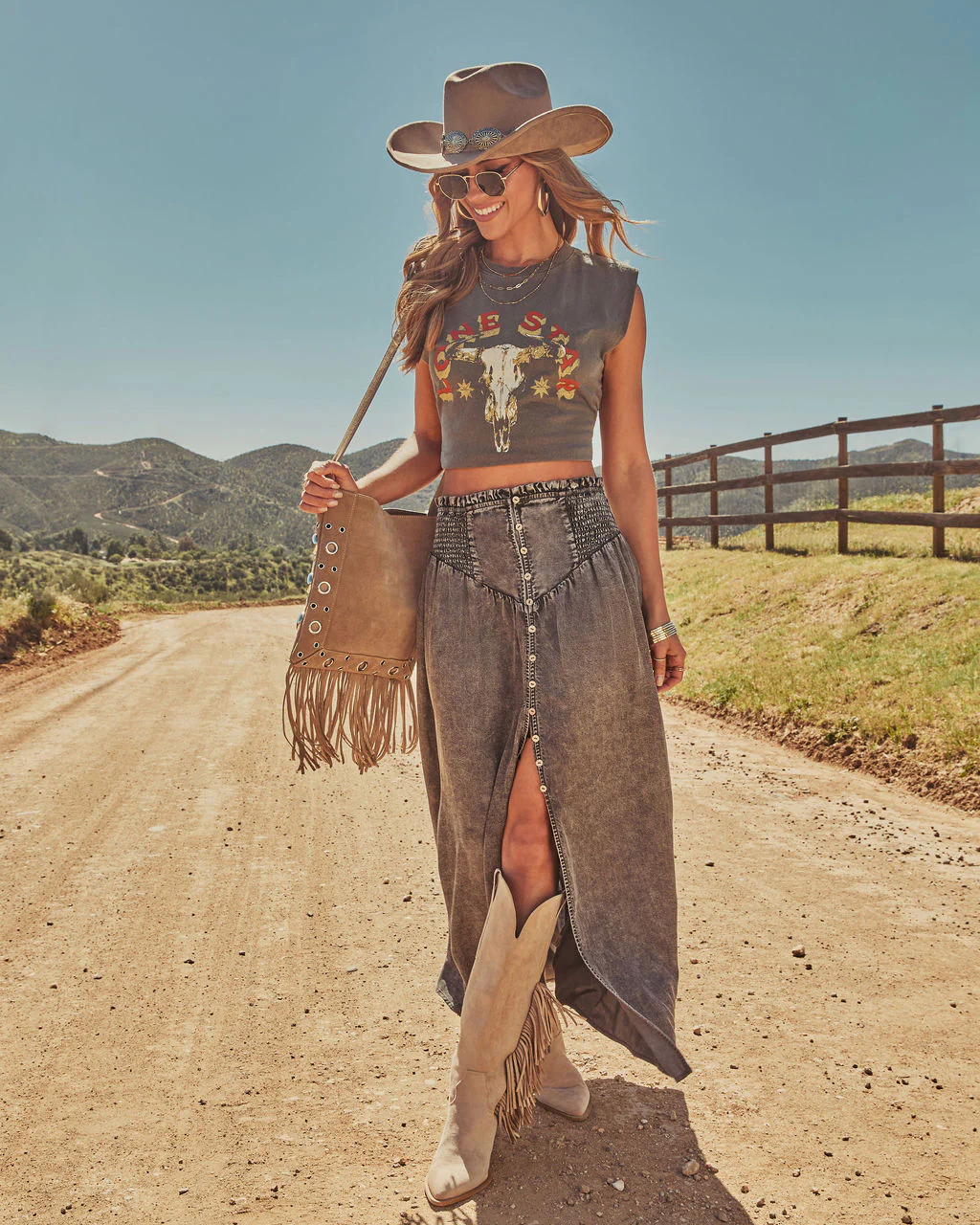Outlaw Muse Fringe Faux Suede Crossbody Bag - Image 4
