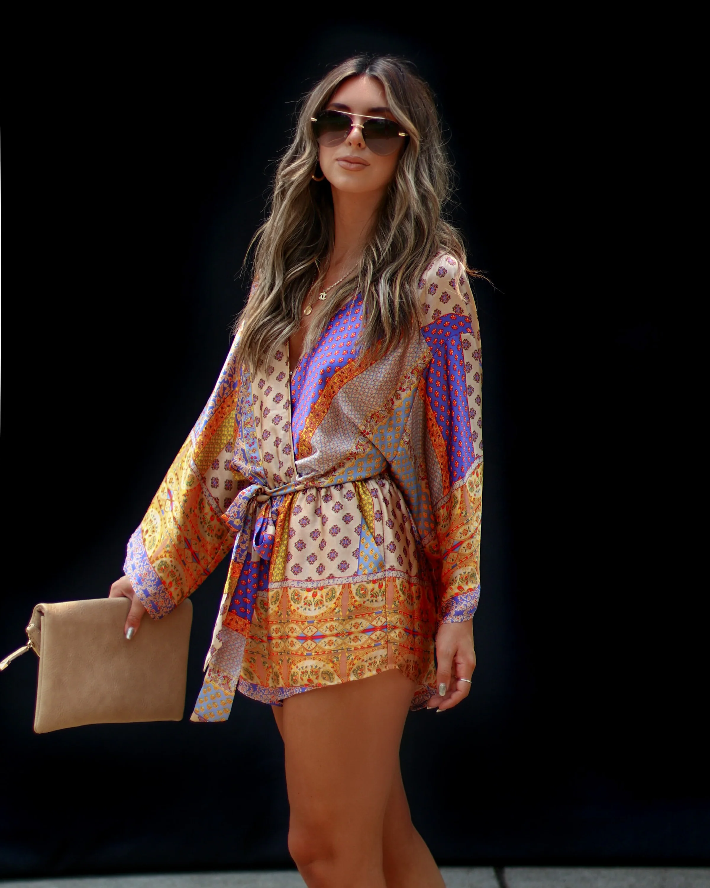 Palm Canyon Satin Tie Waist Romper - Image 15