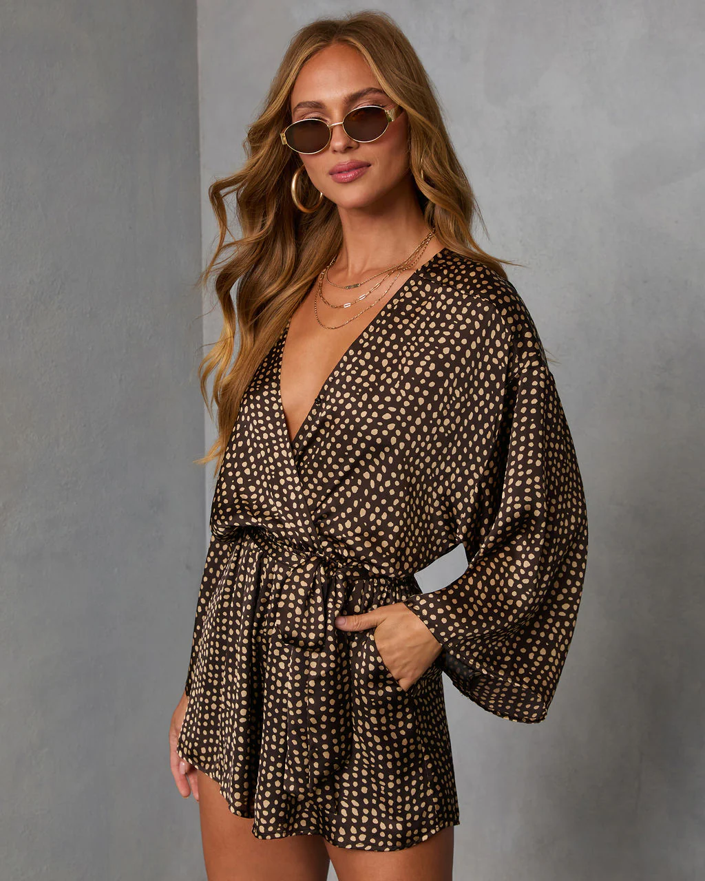 Palm Canyon Satin Tie Waist Romper - Image 32