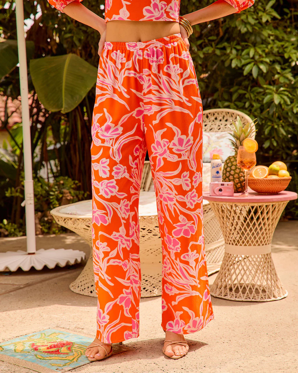 Peony Paradise Tropical Floral Wide Leg Pants - Image 2