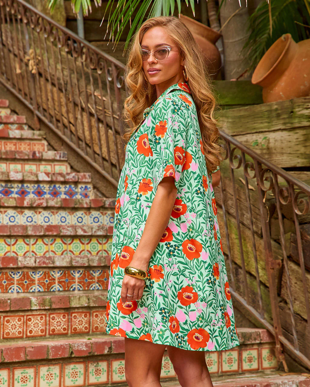 Petal Cove Floral Print Mini Shirt Dress - Image 4