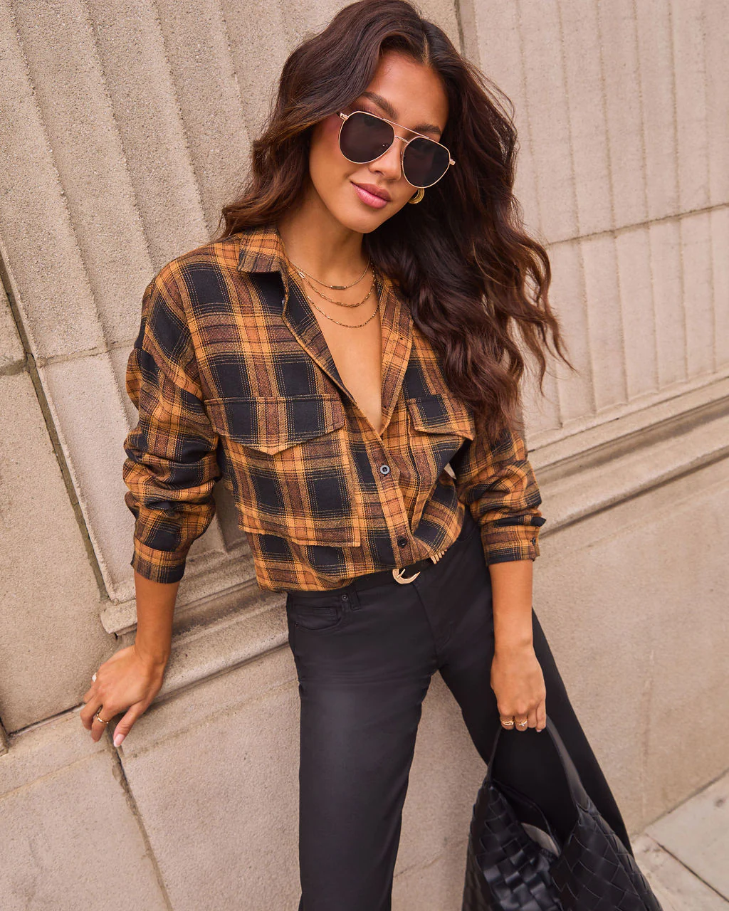 Petaluma Cotton Blend Plaid Button Down Top - Image 26