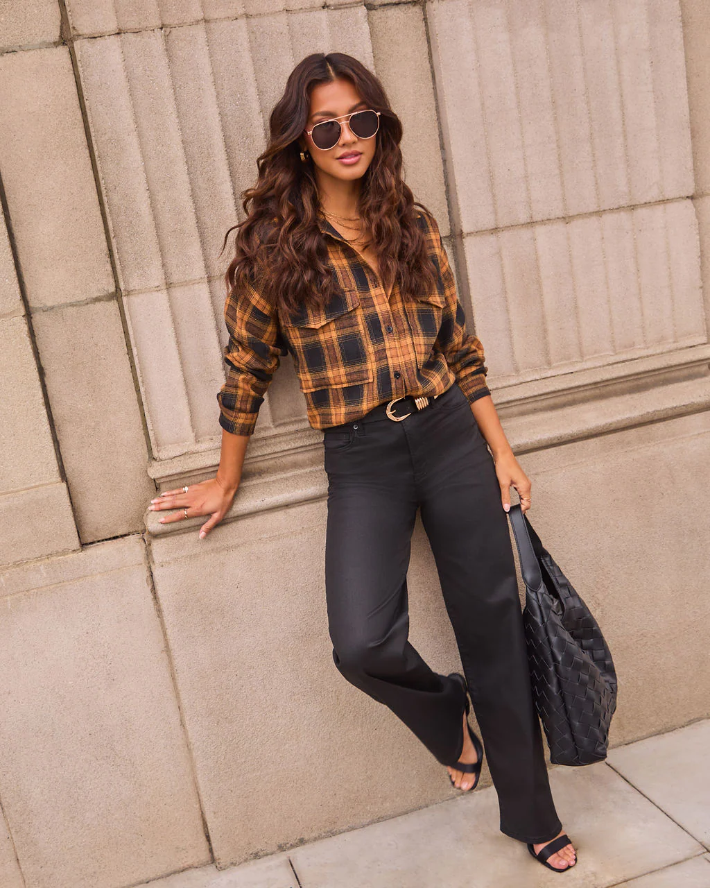 Petaluma Cotton Blend Plaid Button Down Top - Image 28