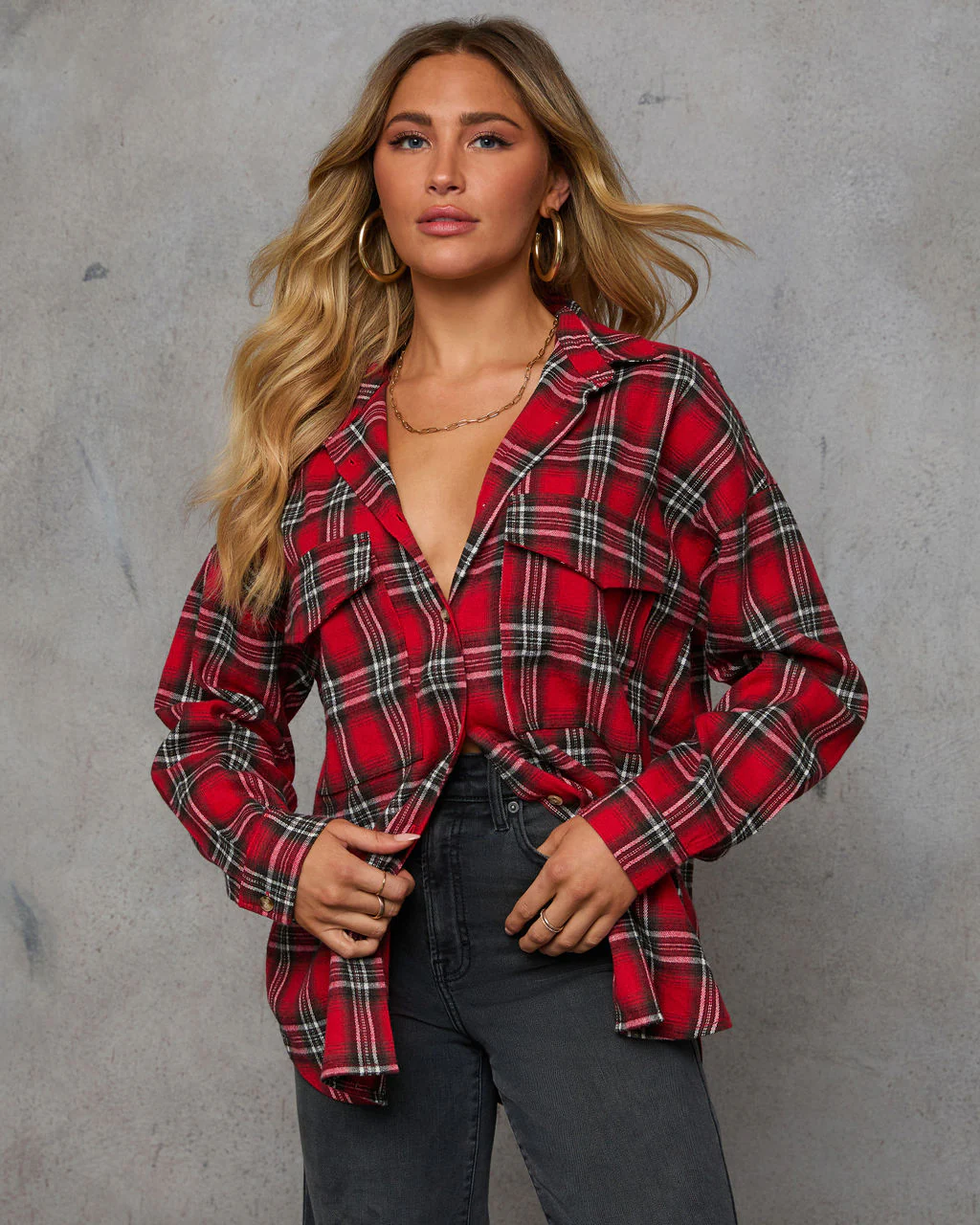 Petaluma Cotton Blend Plaid Button Down Top - Image 37