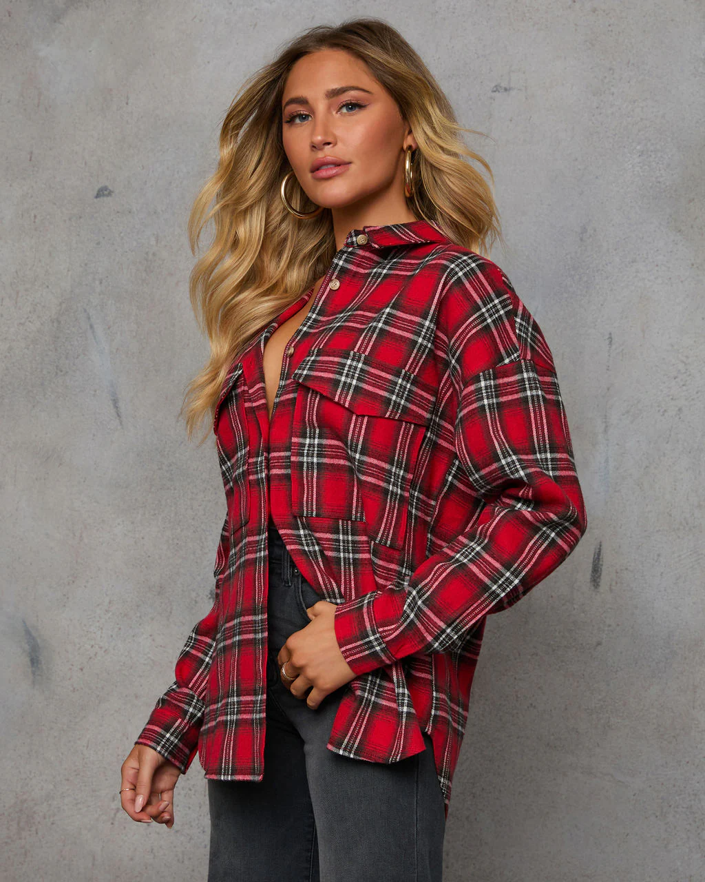 Petaluma Cotton Blend Plaid Button Down Top - Image 39