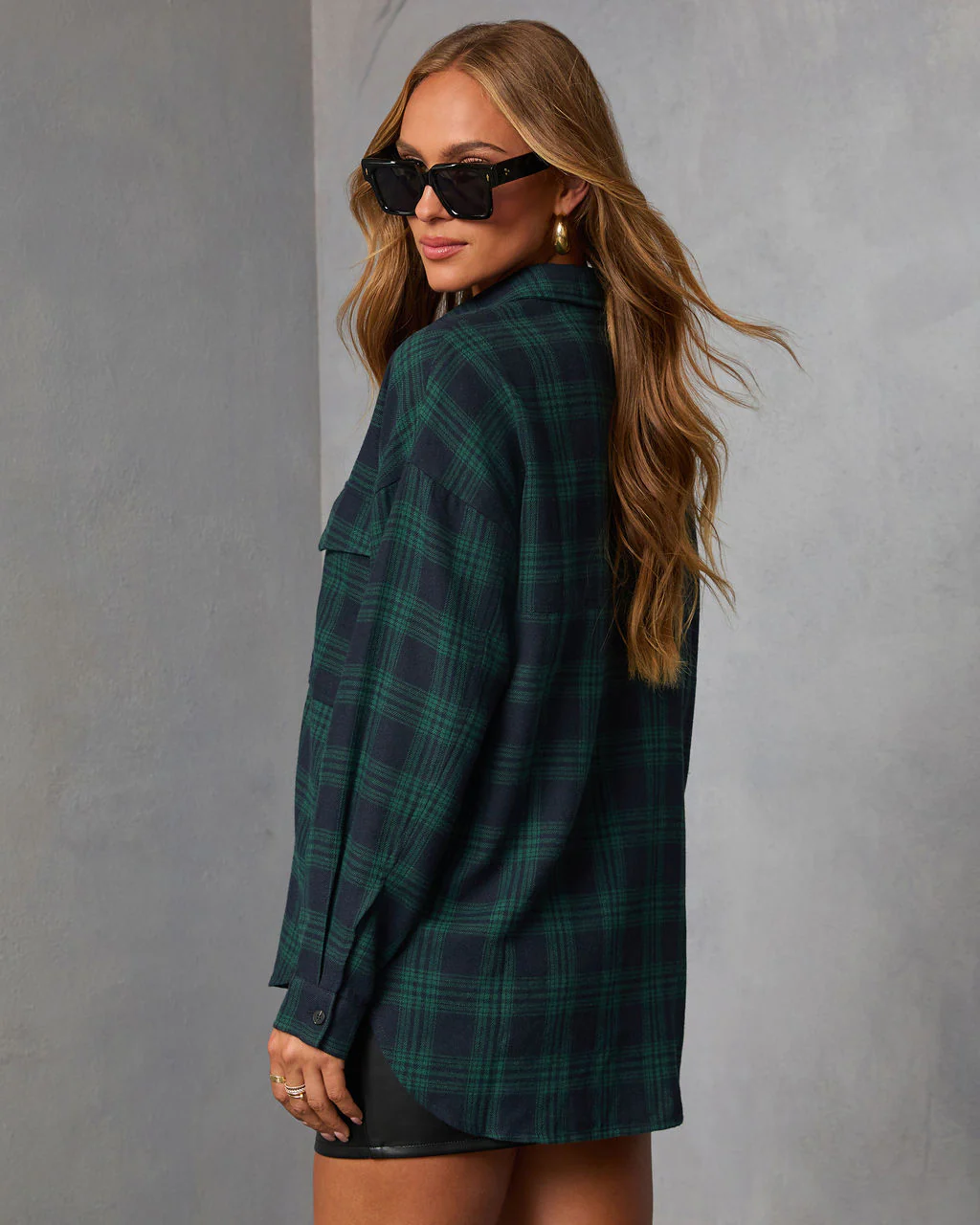 Petaluma Cotton Blend Plaid Button Down Top - Image 4