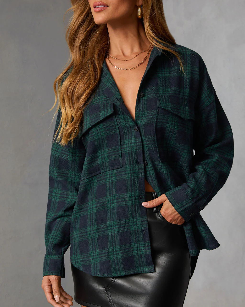 Petaluma Cotton Blend Plaid Button Down Top - Image 6