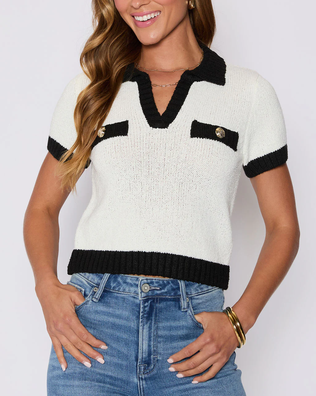 Polo Contrast Knit Top - Image 5