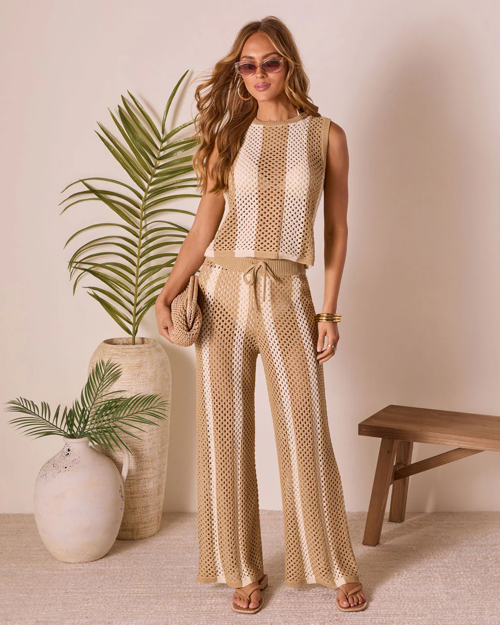 Poolside Daydream Striped Crochet Cover Up Pants