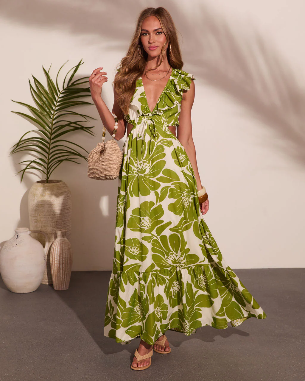 Poppy Paradise Tropical Floral Cut Out Maxi Dress - Image 5