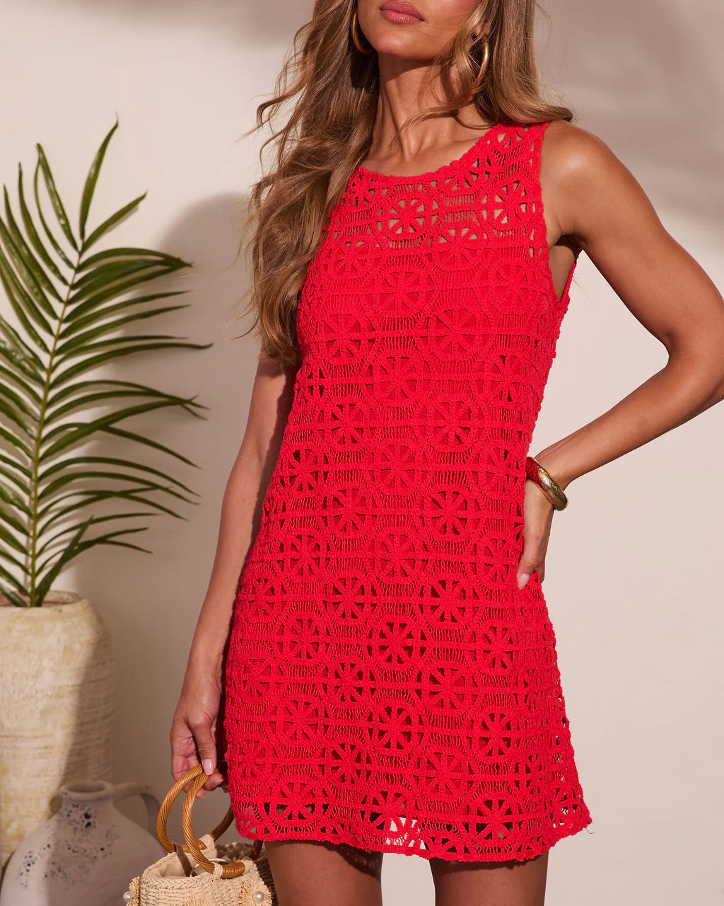 Pure Coast Geometric Crochet Mini Dress - Image 5