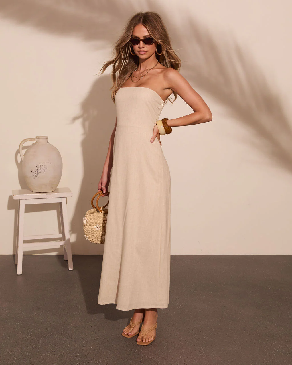 Quiet Coast Strapless Linen Blend Maxi Dress - Image 3