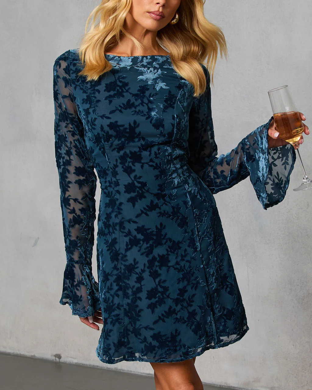 Rheba Flocked Velvet Mini Dress