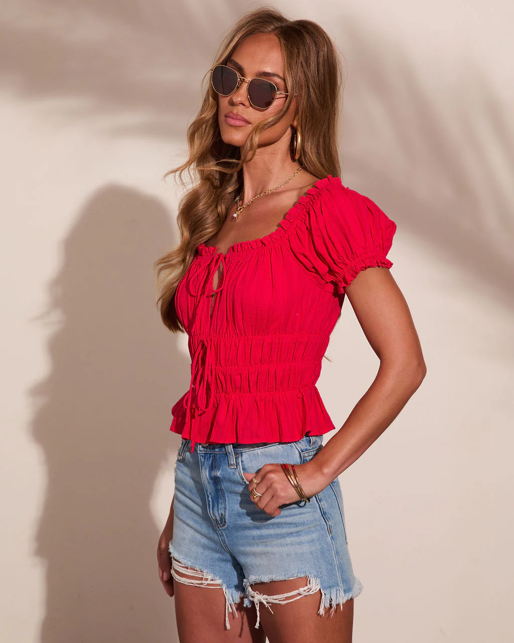 Riviera Bliss Cotton Eyelet Front Tie Top - Image 3