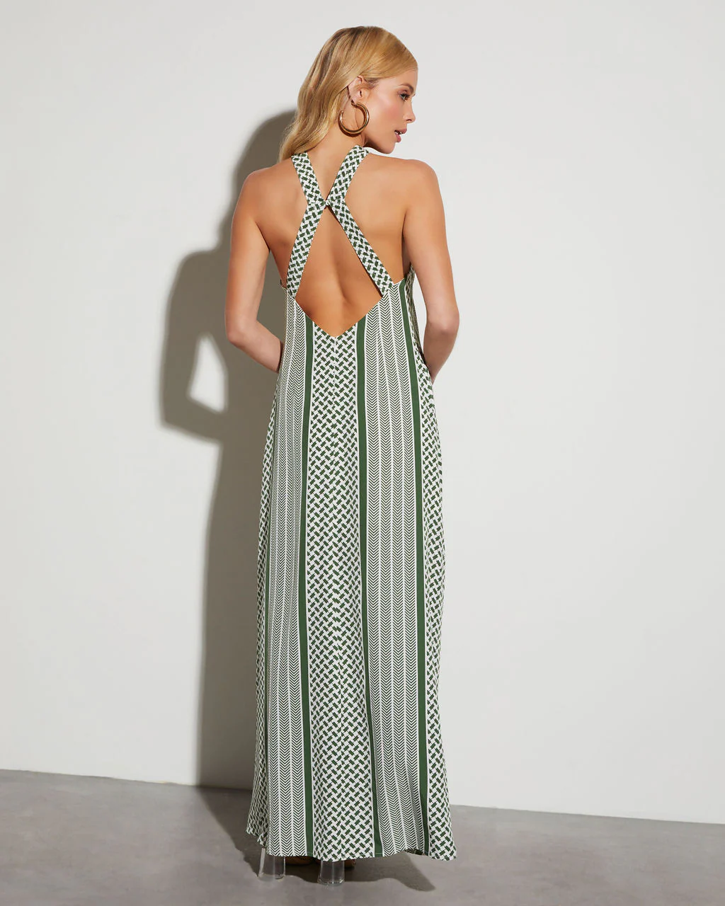 Rylee Striped Halter Neck Maxi Dress - Image 4