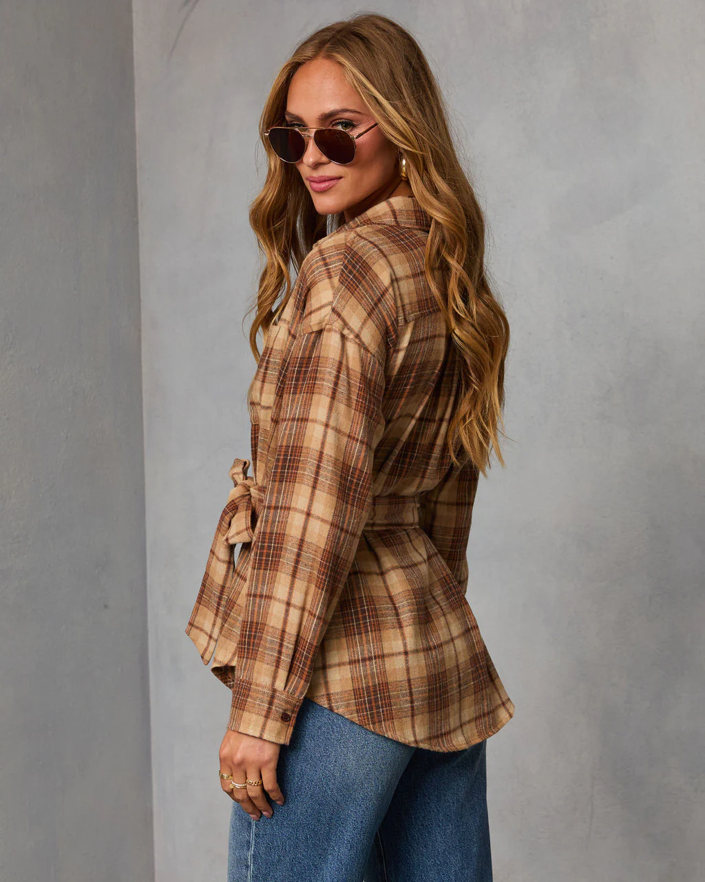 Sable Marie Plaid Waist Tie Shirt Jacket - Image 4