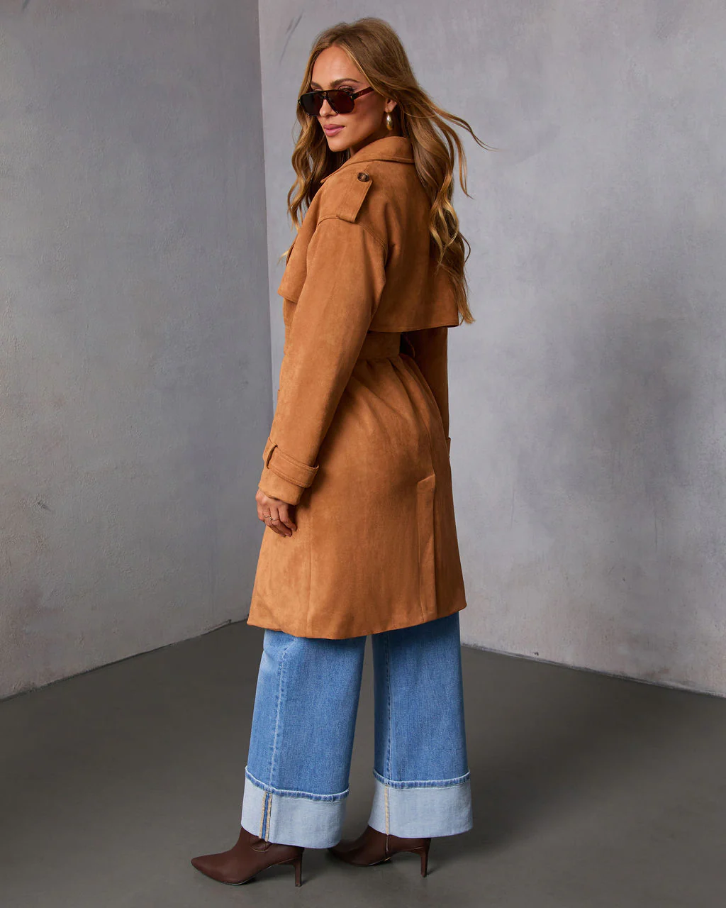 Samelah Suede Belted Trench Coat - Image 4