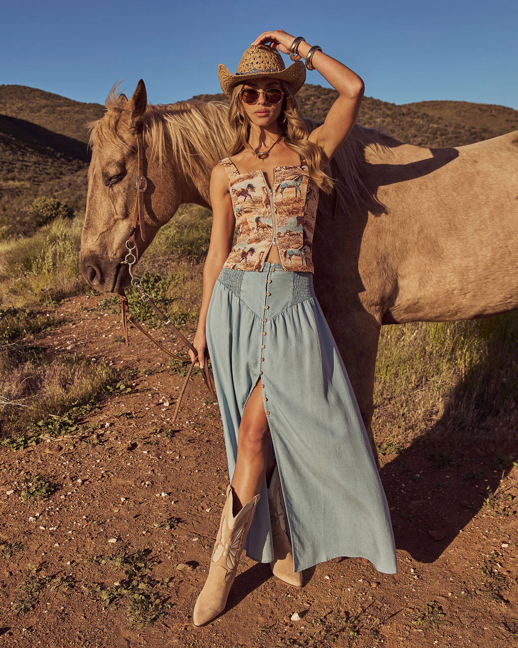 Briena Chambray Maxi Skirt - Image 5