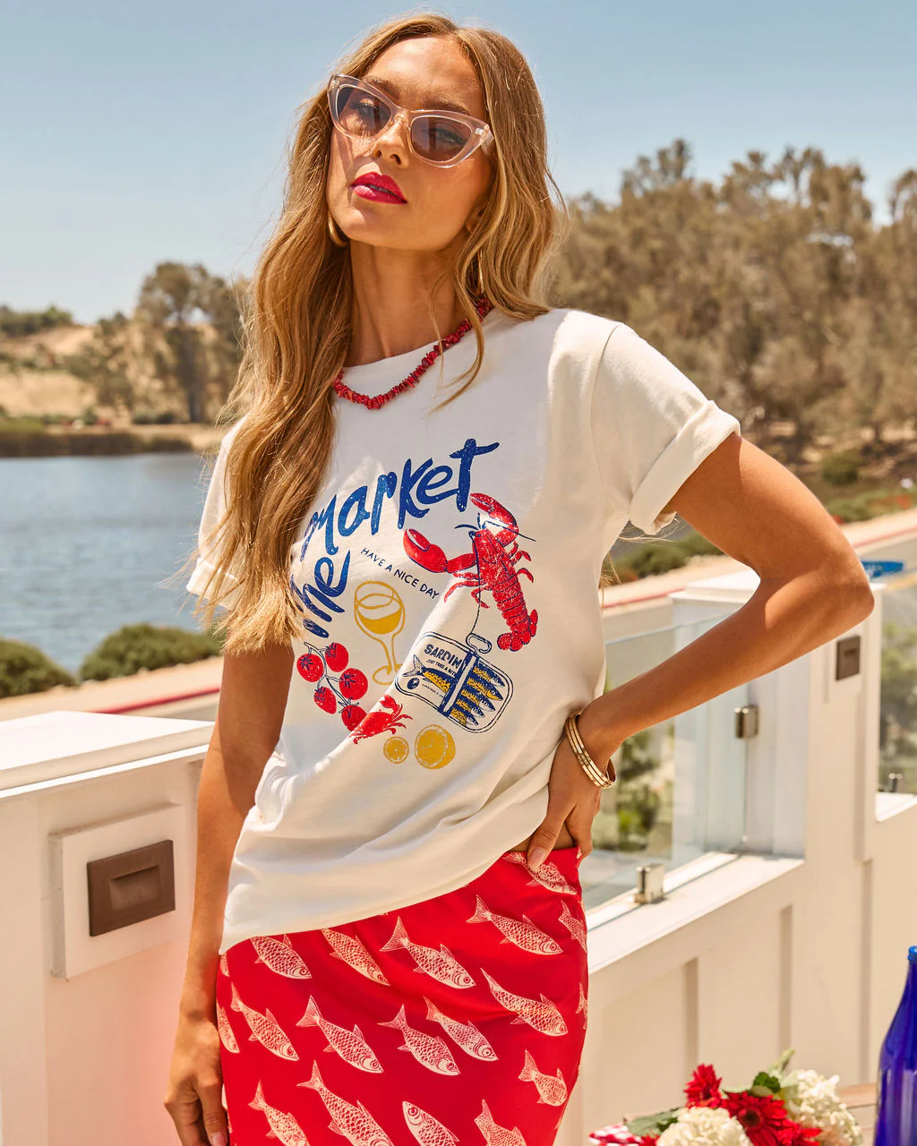 Seafood Market Cotton Graphic Short Sleeve Tee - Image 3