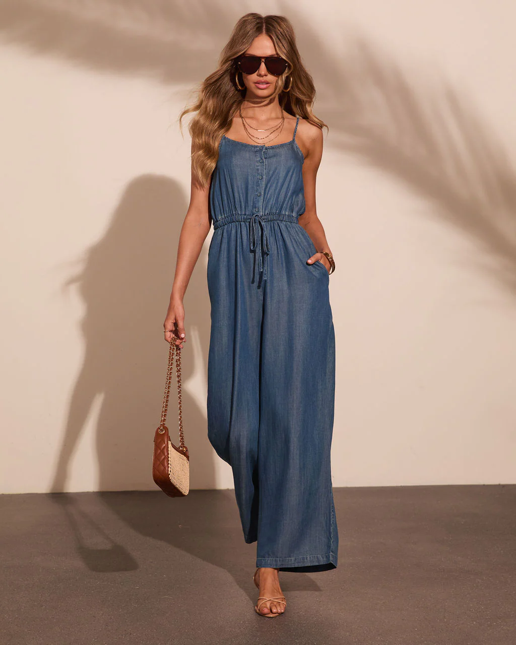 Seaside Stroll Chambray Waist Tie Jumpsuit - Image 5