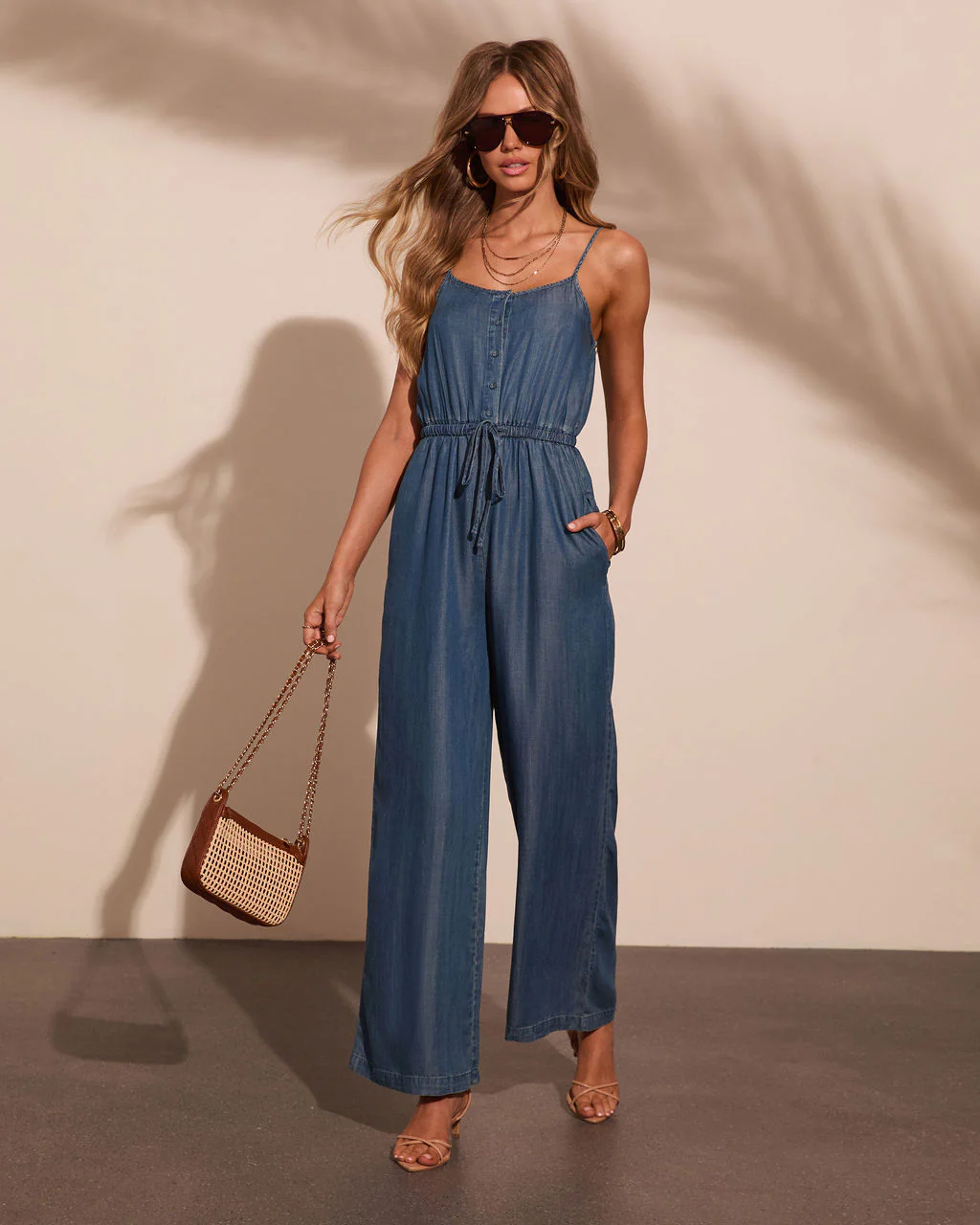 Seaside Stroll Chambray Waist Tie Jumpsuit - Image 6