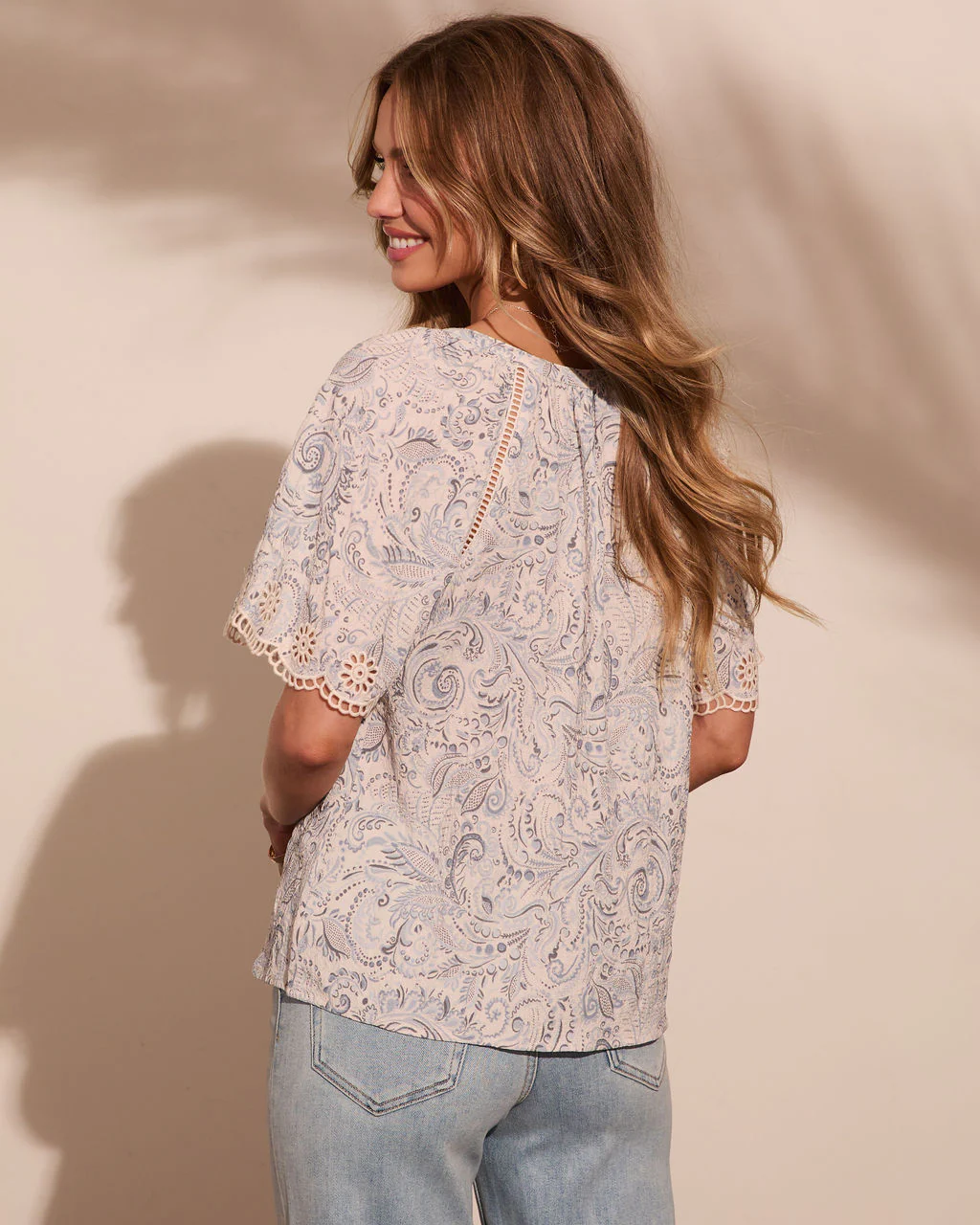Shoreline Charm Eyelet Paisley Print Top - Image 4