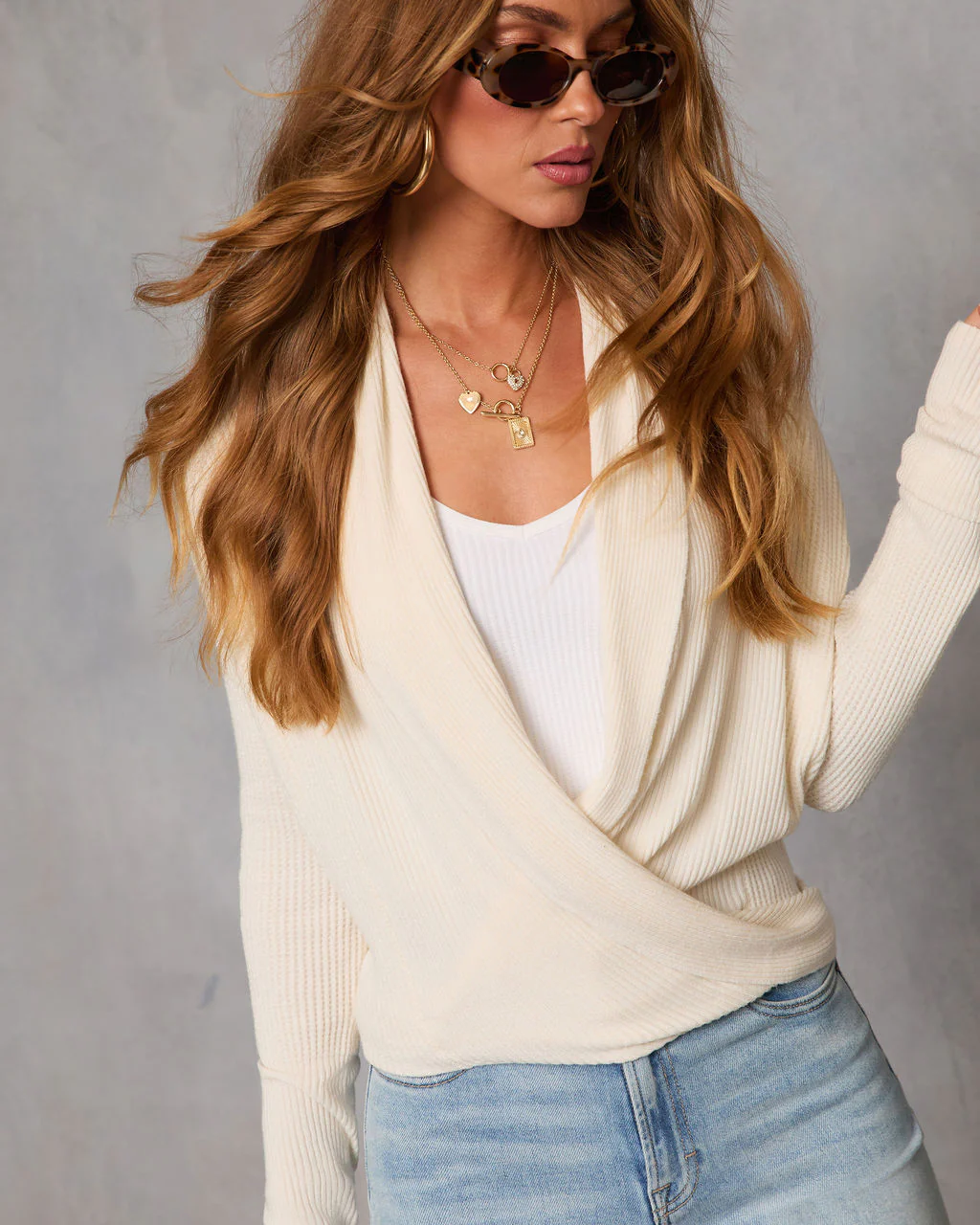 Soft Glow Ribbed Wrap Tie Sweater - Image 7
