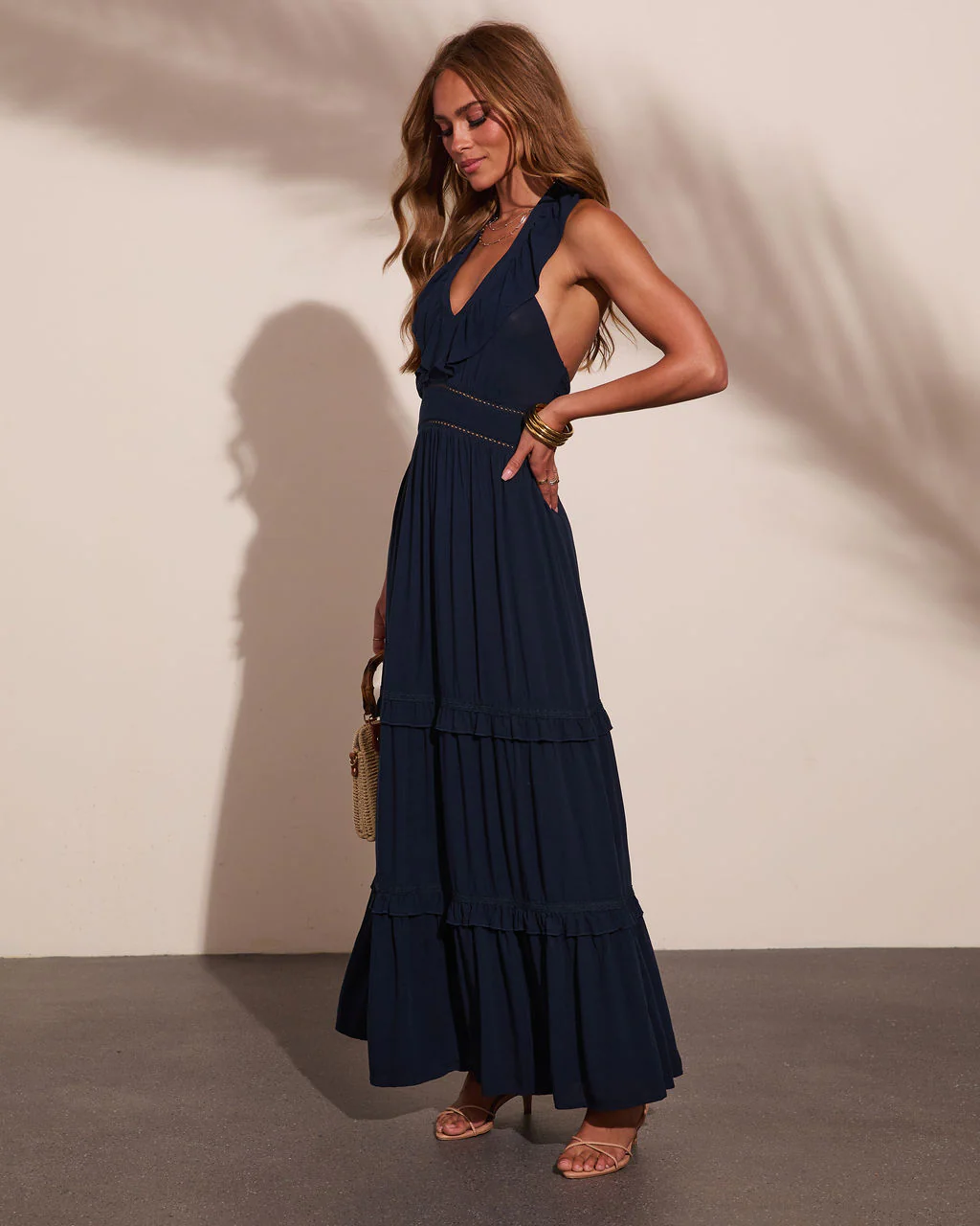 Daily Chic Halter Neck Tiered Ruffle Maxi Dress - Image 3