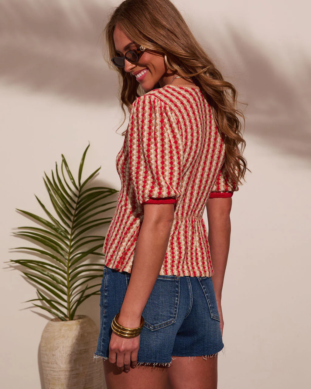Sunset Affair Striped Knit Buckle Top - Image 4