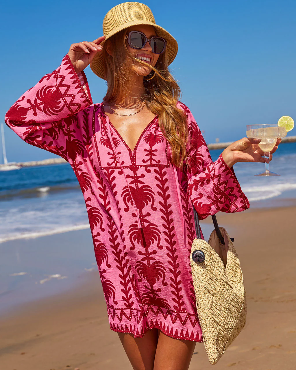 Sunset Riviera Abstract Mini Shift Dress - Image 3
