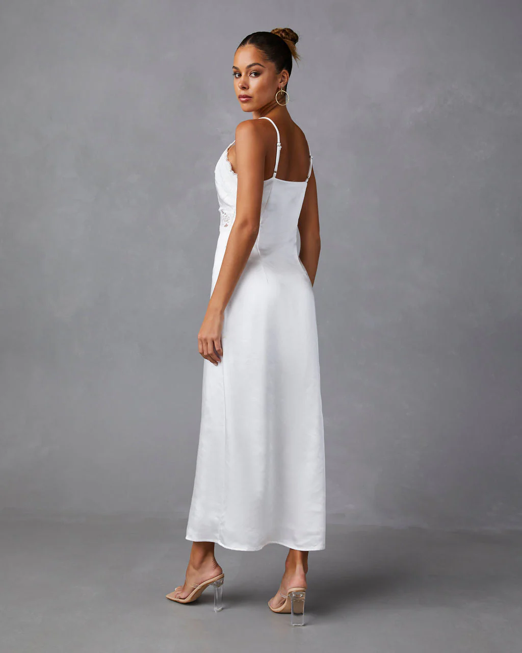 Therese Satin Lace Midi Dress - Image 2