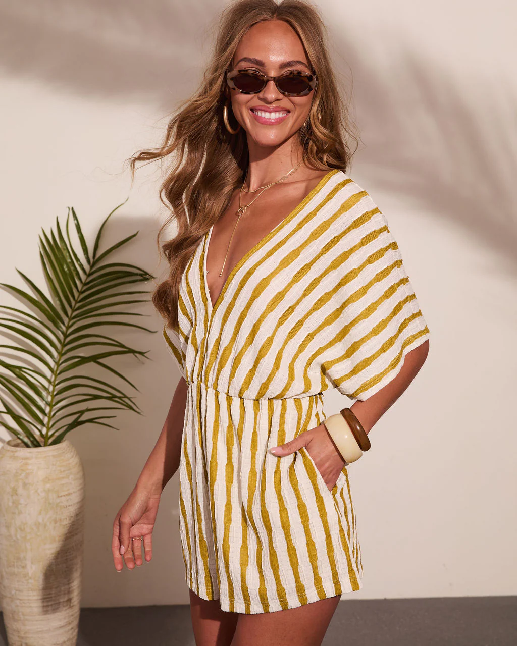 Vacation Era Striped Romper - Image 3