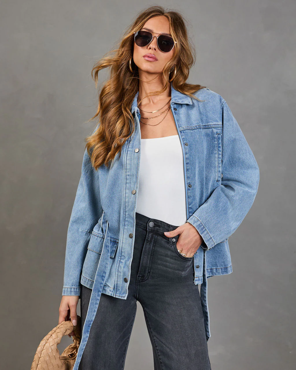 Weekend In Blue Waist Tie Denim Jacket - Image 5
