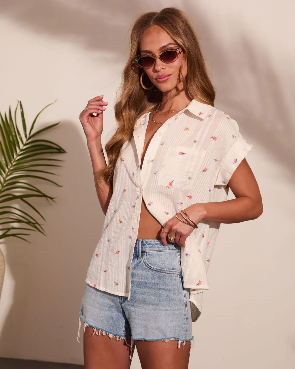 Wildflower Romance Embroidered Cotton Floral Top - Image 3