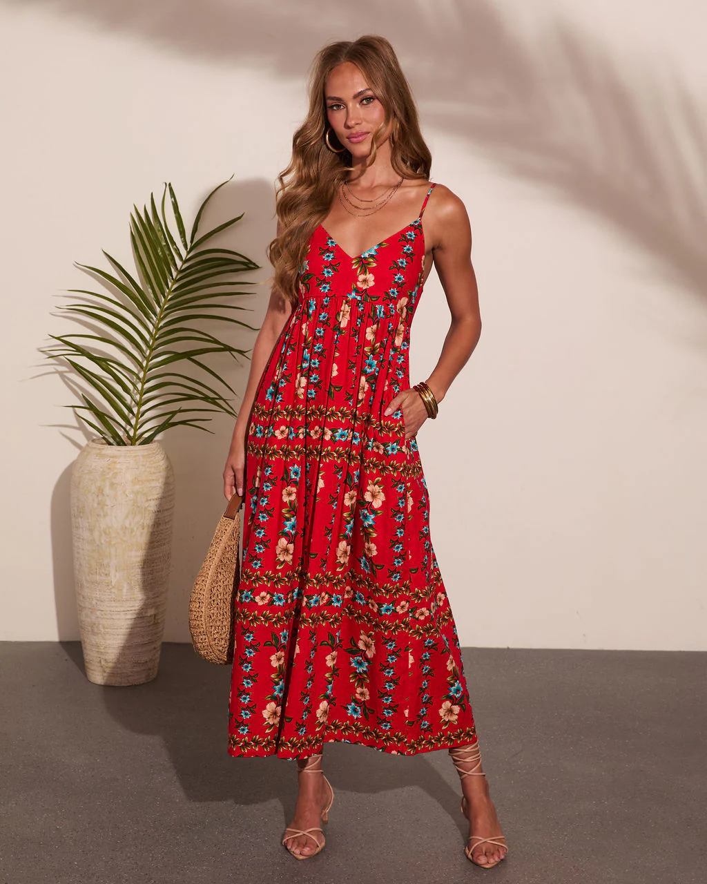 Wildflower Whisper Linen Blend Floral Maxi Dress