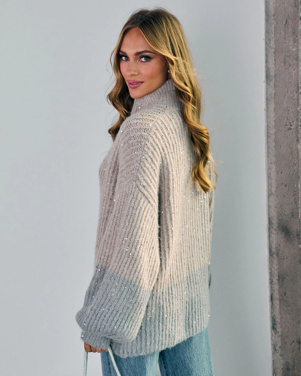 Yvaine Knit Sequin Color Block Sweater - Image 4